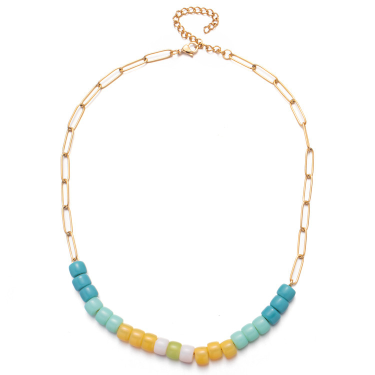 Stainless Steel Forte Beads Bracelet 18k Vacuum Gold Plating with Chain