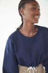 Fall Drawstring Hem Cropped Sweatshirt