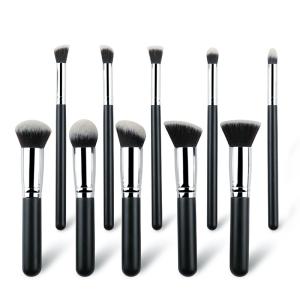 China Wholesale Makeup Brushes Synthetic Hair Black Wood Handle Personalized Vegan Brush Kits wholesale