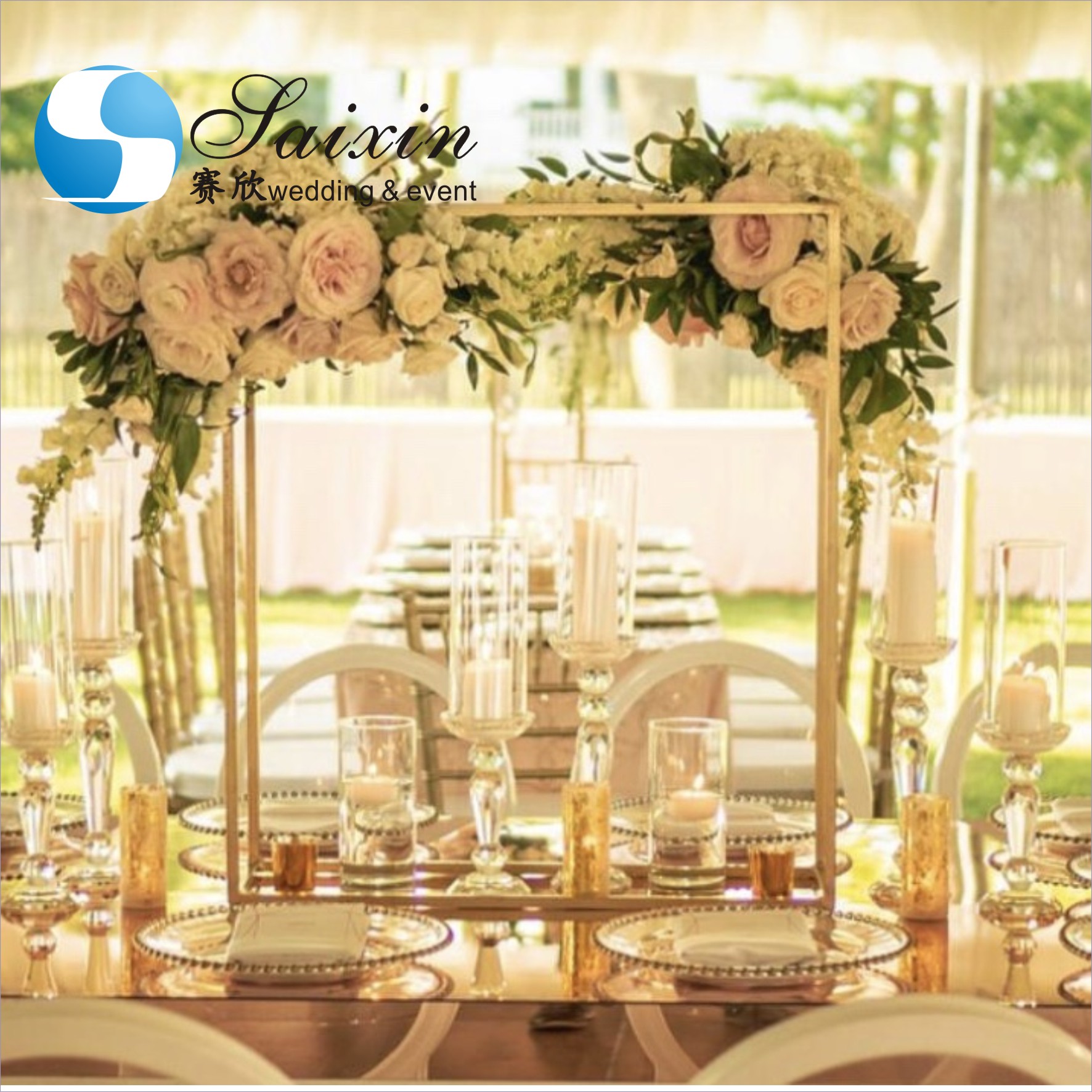 ZT-439 gold metal decoration flower arrangement stands for wedding hall