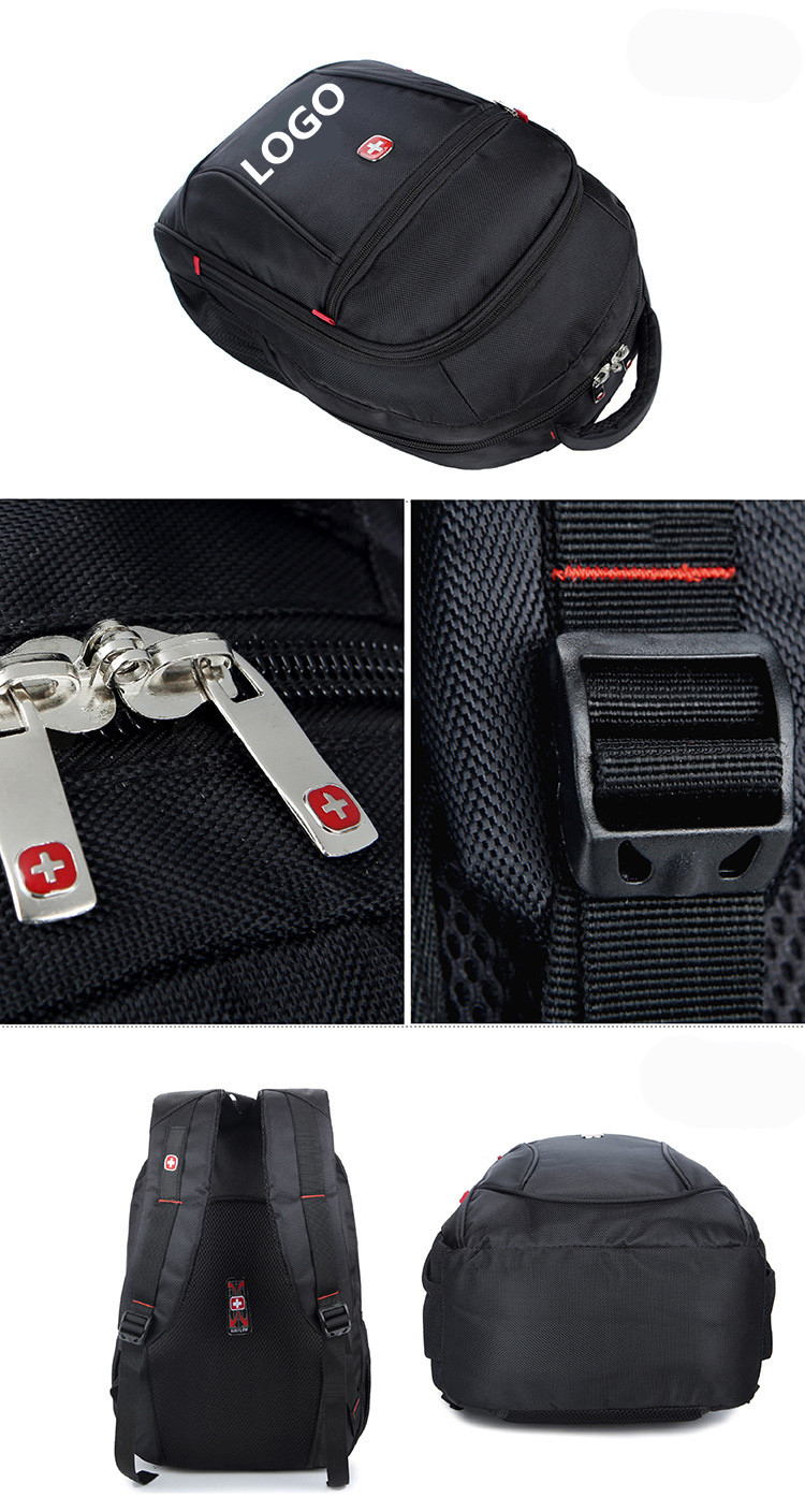 High Quality Nylon Business Leisure Backpack Black Bags Logo Customized