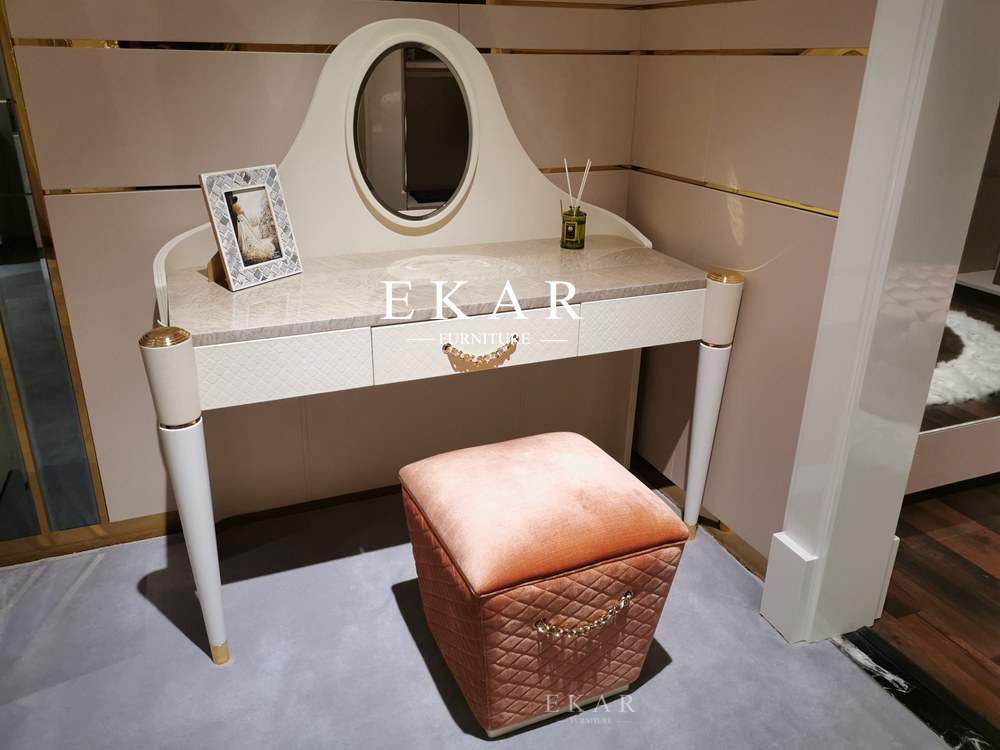High End White Elegant Design Bedroom Dressing Table With Mirror W005B13