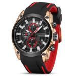 ROHS Mens Quartz Silicone Strap Watches FCC Rubber Strap Chronograph