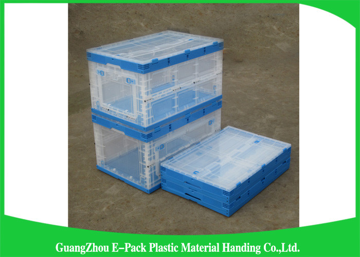 Big Capacity Collapsible Plastic Storage Bins , Folding Storage Crates Space Saving