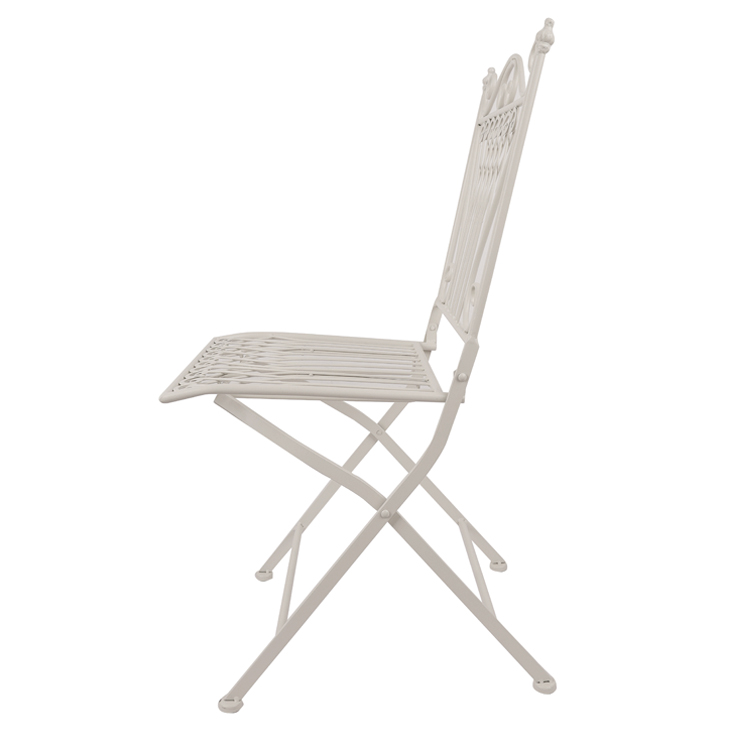Transparent Outdoor Garden Bistro Cafe Vintage Square Metal Wrought Iron Folding Dining Chairs