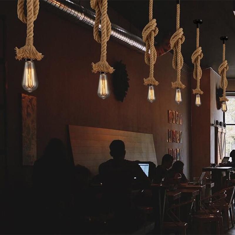 Retro loft Vintage Pendant Lights Loft DIY Rope Pendants Lamps Industrial Hanging Lamp (WH-VP-10)