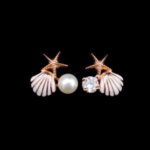 China Gold Sterling Silver Drop Earrings / Simple Design Small Pearl Earrings wholesale
