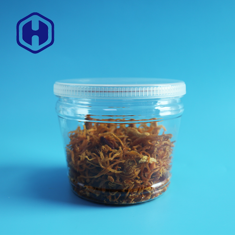 Clear Plastic Packaging Jar 680ml Circular Truncated Cone Shape Round Plastic Container