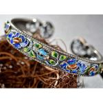 925 Silver Colorful Enamel Cuff Bracelet Vintage Jewelry for Women (B6050602)