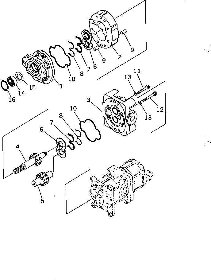 KOMATSU 705-58-46010 Parts PUMP ASS'Y,(SAR125+125+100)
