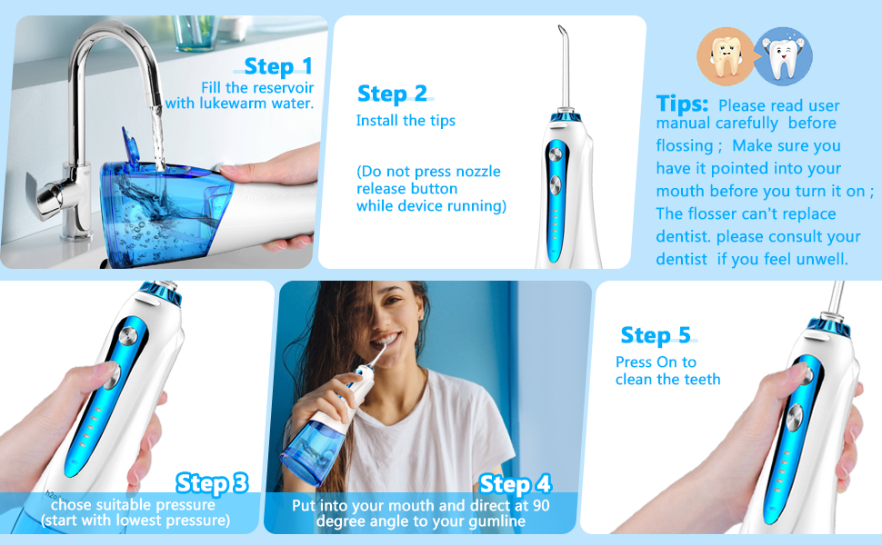 Rechargeable Cordless Water Flosser Hf 9 With 2500mAh Battery