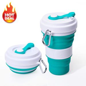 China SGS Collapsible Silicone Drinking Coffee Cup 550ML With Lid wholesale
