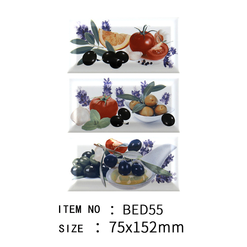 A Scene Of Harvest ,SGS White Body Glossy 7.5x15.2cm Subway Porcelain Wall Tiles For Home Embellishment And Dining Room