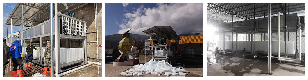 Air Cooled Ice Block Making Machine With 20kgs Blocks 1 Ton Small Brine Water