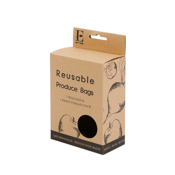 Brown Hang Tag Kraft Eco Friendly Packaging Box With Round Window