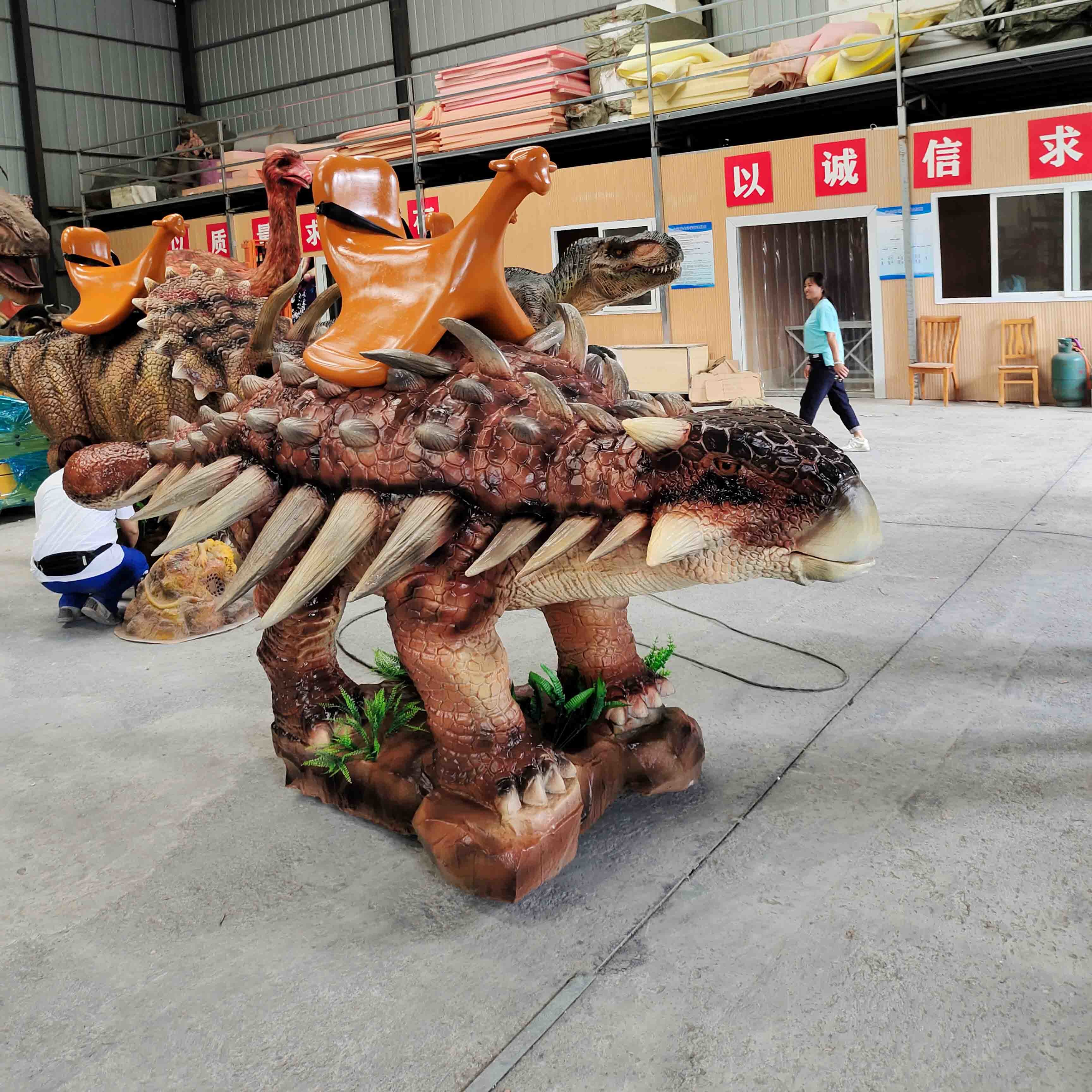 Electric Ride On Animated Rideable Dinosaur Animatronic Ankylosaurus Scooter Model
