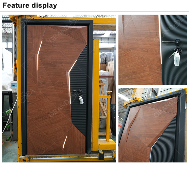 Modern Design Custom Made Wrought Iron Solid Wood Steel Pivot Entry Door with Factory Price for Residential Projects