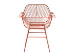 Waterproof Outdoor Restaurant Stackable Steel Wire Iron Red Dining Arm Chairs