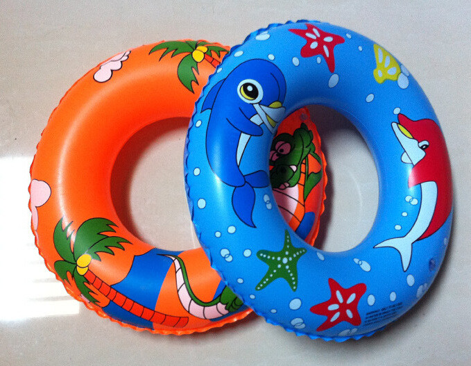 Newly inflatable swimming ring with funny learning letter for kids, with safe handle in each side