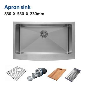 China Single Bowl Farmhouse Kitchen Sink 33x22 Inch , 16 Gauge Curved Apron Front Sink wholesale
