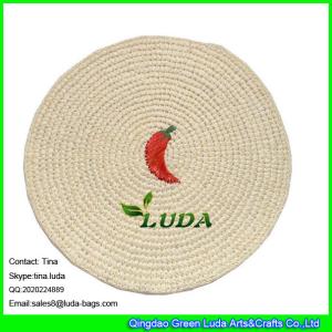 China LUDA embroidery placemat hand crocheted paper straw round table mat wholesale