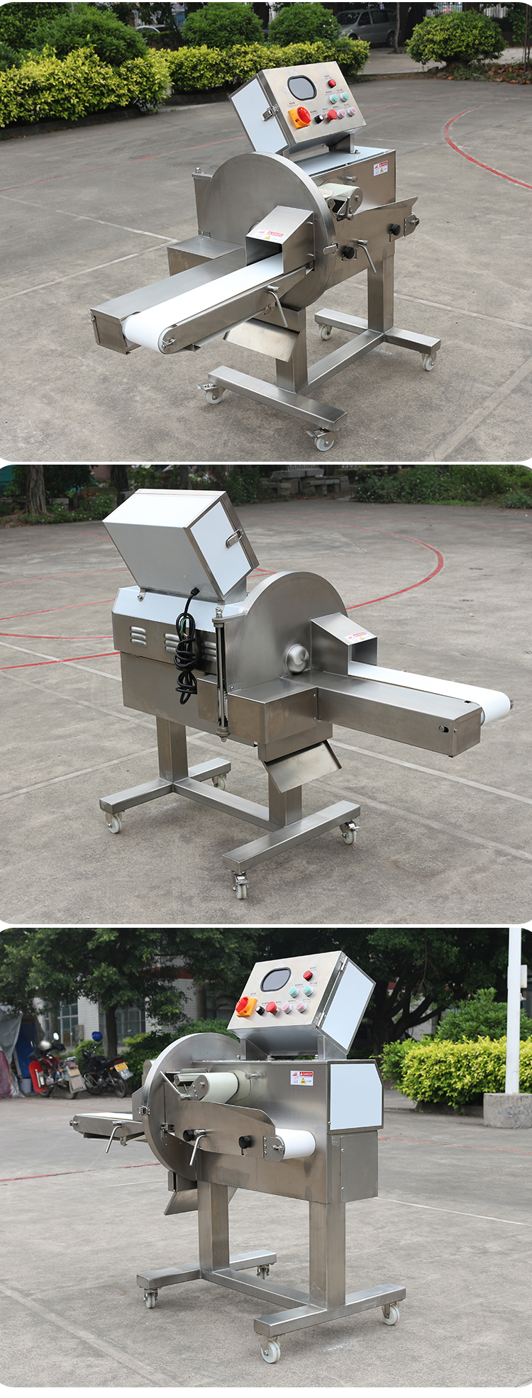 Transmission belt meat cutting machine