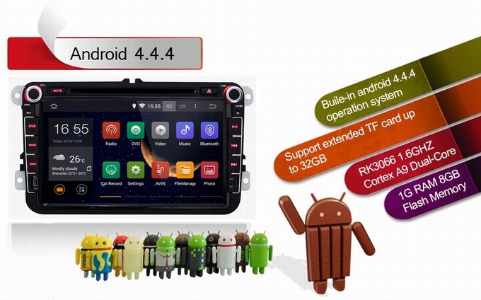 Ouchuangbo Pure Android 4.4 DVD Radio Stereo Bluetooth USB for Volkswagen Golf MK5 /Caddy