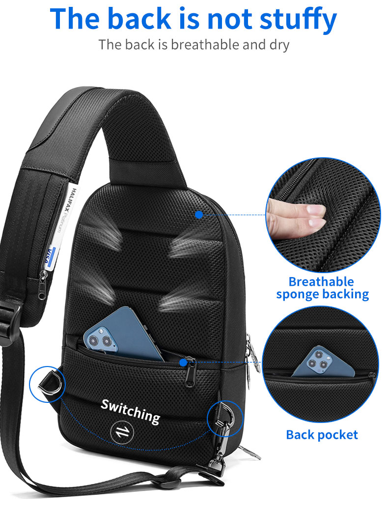 Factory wholesale large capacity shoulder bag multi functional travel sling bag men's Crossbody chest bag