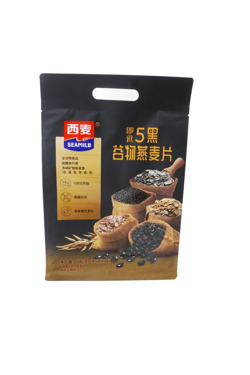 Safety Food Packaging Laminated Pouches For Oats Aluminum Foil Bag With Punch Handle