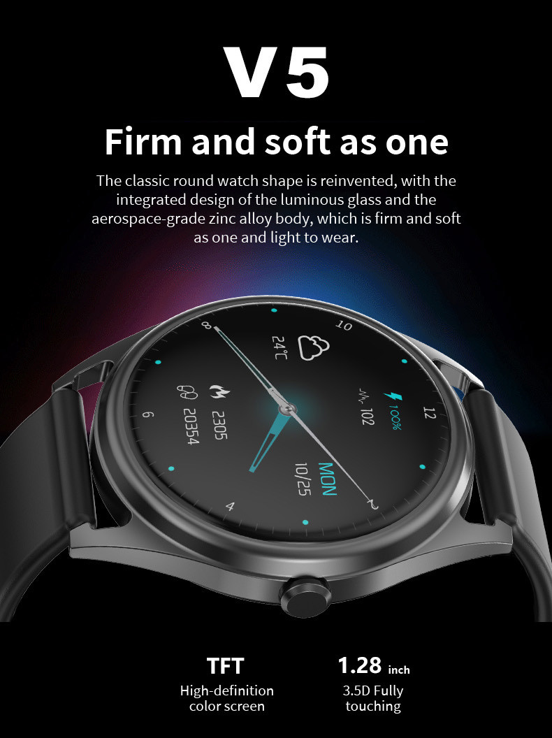 1.28inch IPS Resolution 240*240 Heart Rate Smartwatch IP67 Waterproof 64MB