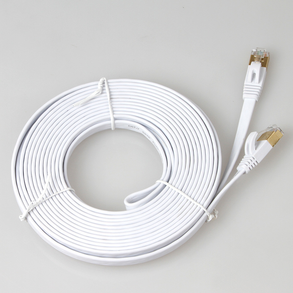 Flat Ethernet Cat7 Patch Cord SFTP Shielded Multipurpose White Color