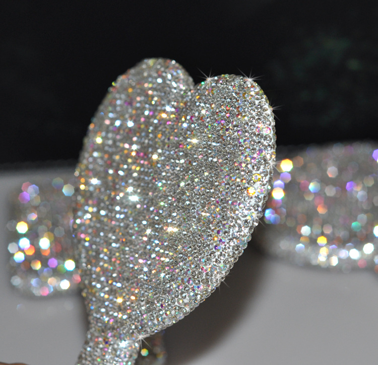 Rhinestone Heart Travel Portable Vanity Mirror Makeup Light Up For Makeup