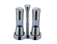 Stainless Steel Salt And Pepper Shaker And Mill , Commercial Buffet Supplies 2 Pieces Flavour Bottles Set With Handle