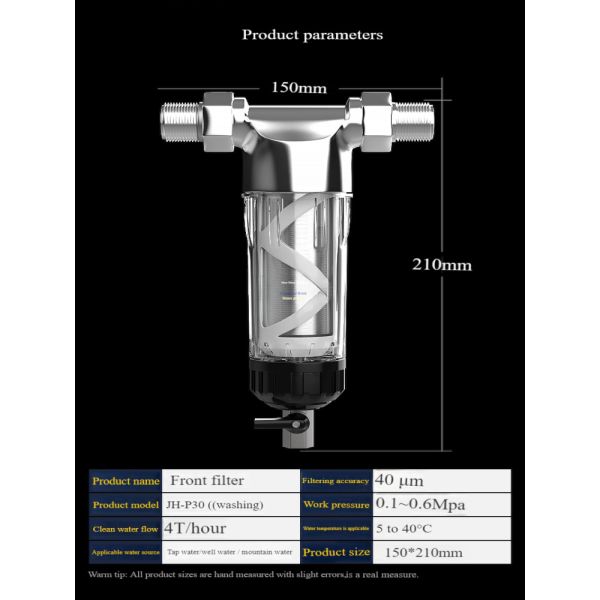 1 Stage Whole House Sediment Water Filter Household SS304 Large Flow