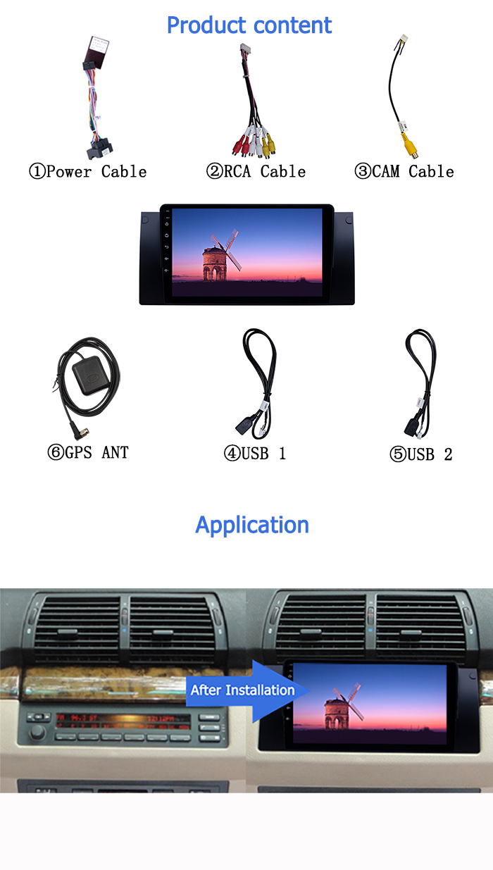 Android Car Radio Suitable for BMW E39 X5 2004 2005 2006 9 Inch Car Screen WIFI BT GPS FM Headunit Car Android Kit