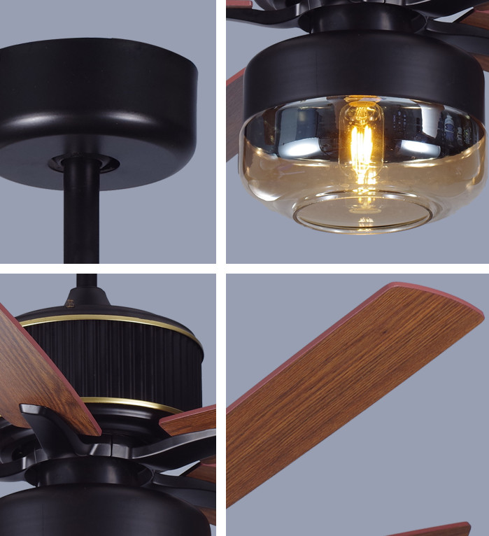 Plywood Blades 52 Inch American Ceiling Fans For Bedroom With Light