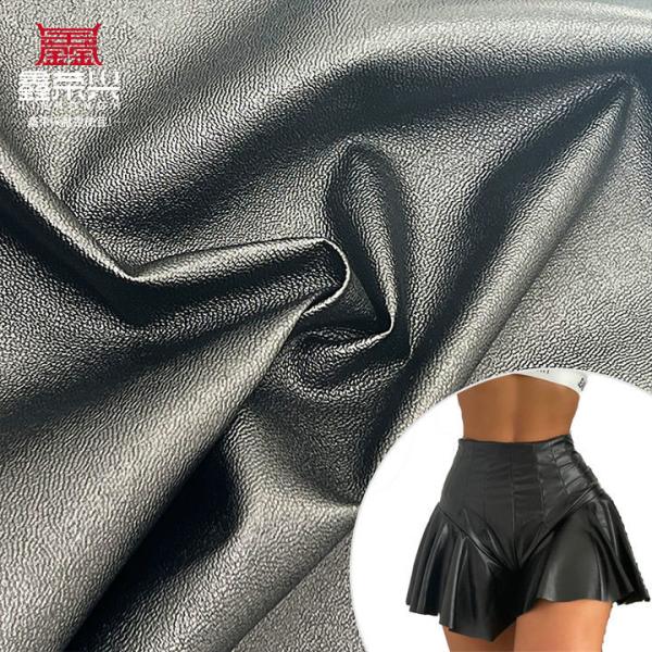 PVC Lambskin Grain Faux Leather Stretch Blackout Waterproof Synthetic Leather