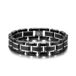 Stainless Steel And Carton Fiber Bracelet Coffee Wood Beaded Men's Jewelry