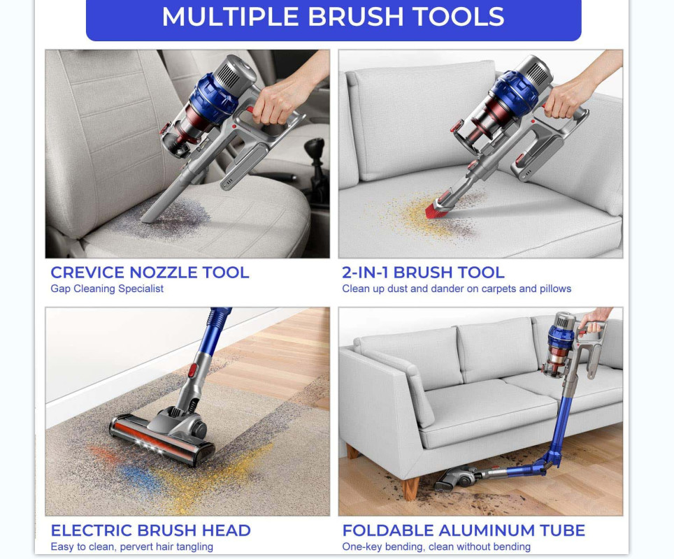 23KPA Suction Upright Cordless Vacuum Carpet Cleaner 50min Working Time