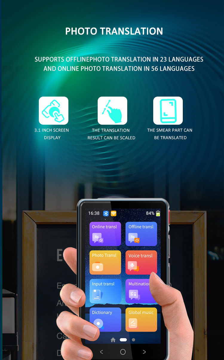 135 Language Real Time Instant Voice Translator Device 1300mA Rechargeable