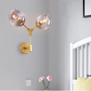 China Post modern magic bean double head glass bubble cover villa hotel corridor molecular wall lamp (WH-OR-95) wholesale