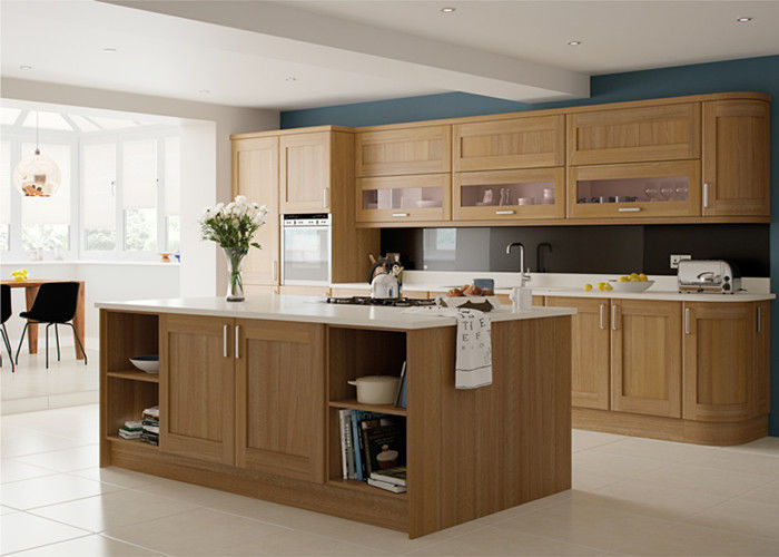 Apartment Solid Wood Kitchen Cabinets Traditional Design With Blum Soft Closing Hinges