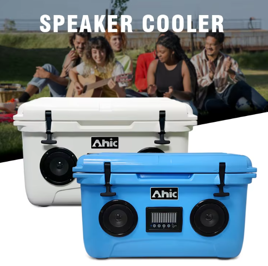 48QT Custom Branded 45L Premium Hard Music Cooler Box PE Thermal Insulated Portable Cooler For Outdoor Food Factory Hard Rotomolded Cooler Box With