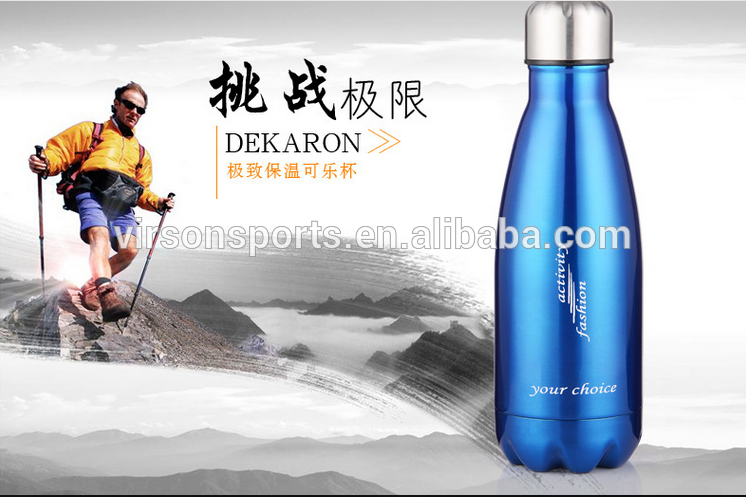 Virson Stainless steel swell outdoor sports water bottle,Double wall cola shape insulated