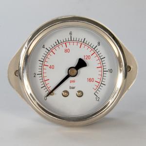 China 50mm Stainless Steel Npt Pressure Gauge 12 Bar 160 Psi Axial Connection Butterfly Flange wholesale