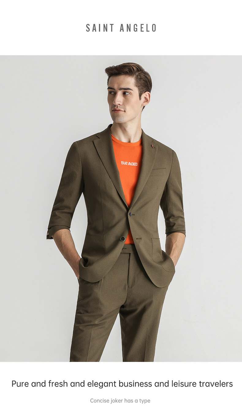 2022 Men's Office Plaid Blazers V-neck Single Breasted Slim Fit Dress Suit Jacket