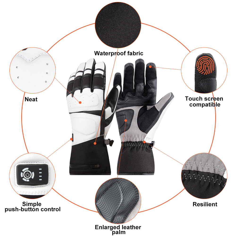 Outdoor Winter Rechargeable Battery Heated Ski Gloves For Men 7.4V Lithium USB