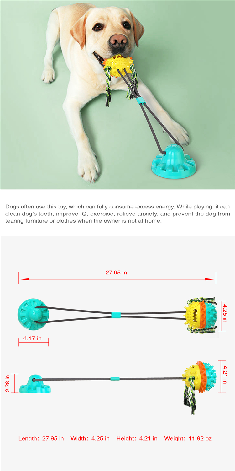 New Series Cleaning Teeth Extra Durable Pet Interactive Chewing Biting Dog Toy Suction Cup With Rope
