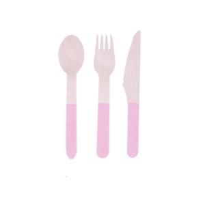 China 160mm Disposable Pink Wooden Cutlery Set Colorful Biodegradable Party Utensils wholesale
