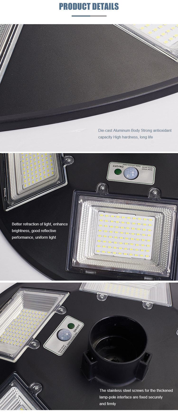 150w 300w Garden Solar LED Light Ip65 Waterproof Outdoor Solar Lamp With Pole